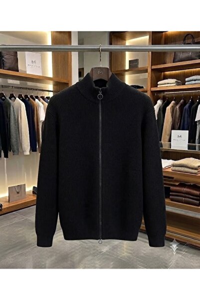 zs zaos fashion Men's Full Zipper Stand Collar Cardigan Sweater Thick Winter ...