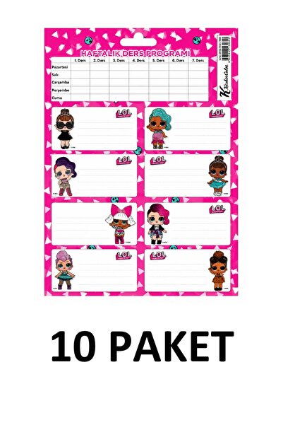 Keskin Pachet de 10 etichete școlare cu tematică Lol, cu program de cursuri, ...