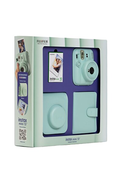 Fujifilm Instax mini 13 Yeşil Fotoğraf Makinesi 10'lu Film Kare Albüm ve Deri Kılıf Bundle Box