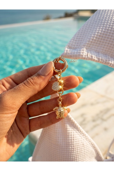Kadın gold kaplumbağa figürlü bikini charmı