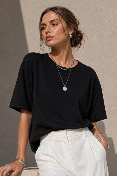 AFVENTE Riva Unisex 100% Cotton Thick Textured Oversize Fit Round Neck T-Shir...