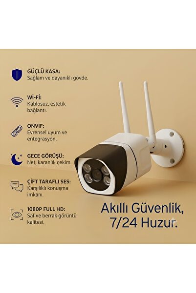 invitta Full HD 1080P Gece Görüşlü Su Geçirmez Çift Yönlü Sesli Dış Mekan Güç...