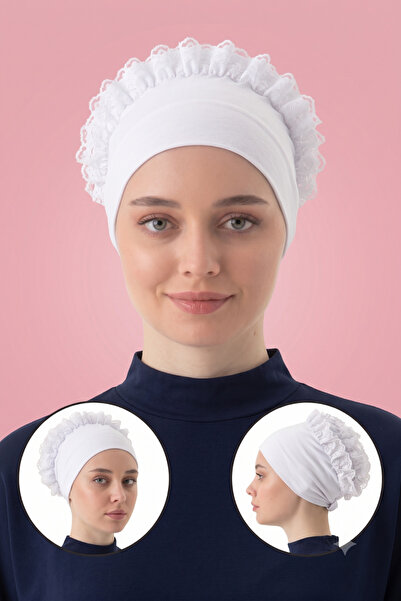 MyReal Seamless Ruffled Combed Cotton Bonnet - All-Day Comfort, Non-Slip Volu...