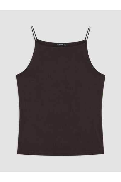 LC Waikiki Brown Plus Size Women's Tank Top with Rope Straps
