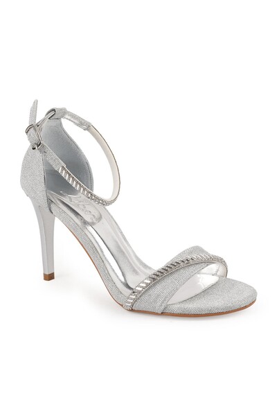 Libero Women's Heeled Sandals with Stones Evening Dress Shoes Thin Heels Wedd...
