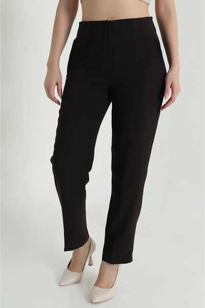 VıoShıne Ženske pantalone od krep materijala visokog struka sa ukrasnim šavovima