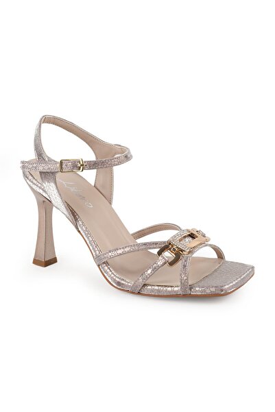 Libero Women's Heeled Sandals Thin Heel Stone Buckle Square Toe Evening Dress...