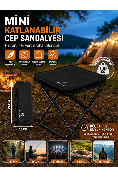 EyluX Shop Cüzdan Boy Mini Katlanır Kamp Sandalyesi - 100 kg Kapasiteli Ultra...