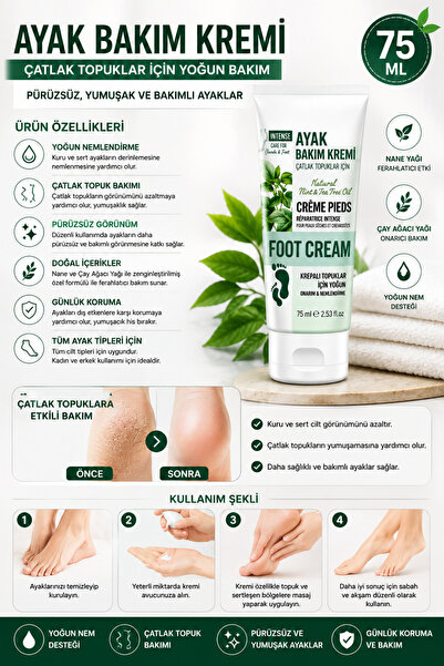 Ercazzo Foot Care Cream 75 ml |   Intensive Moisturizing Care Cream for Cracked Heels and Dry Feet