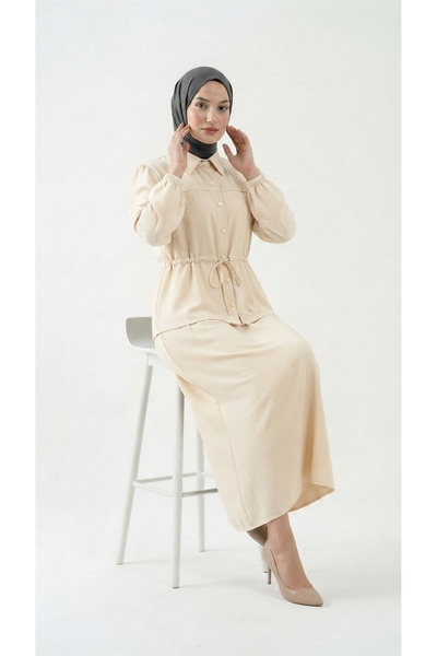 NURSİDA Strawberry Fabric Two-Piece Set Tunic Skirt