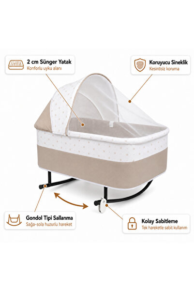CHUBBY BABY Yer Beşiği Anadizi Gondol Sallanır Sabitlemeli Sineklikli