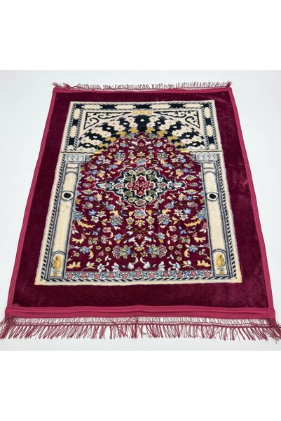 MAYSAM HAC UMRE HEDİYELİK Plush Prayer Rug 80X120 cm – Patterned Luxury Praye...