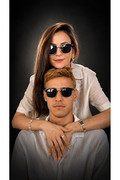 Alvora Retro Clubmaster Sunglasses Uv400 Black Frame Daily Use - 2 Pieces