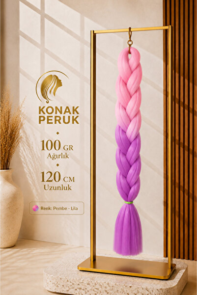 KONAK PERUK Afrika Örgüsü Ve Rasta İçin Sentetik Saç - 2 Renkli / Şeker Pembe...