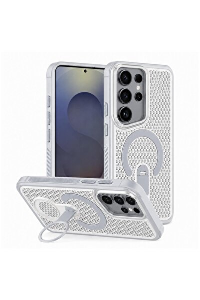 Zebana Samsung Galaxy S24 Ultra Uyumlu Kılıf CoolRing M-Safe Silikon Kılıf Gri