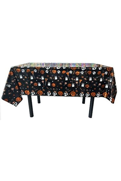 Rao Fata de Masa, din Folie, Imprimeu Halloween - Boo, 137 X 183 Cm, Negru
