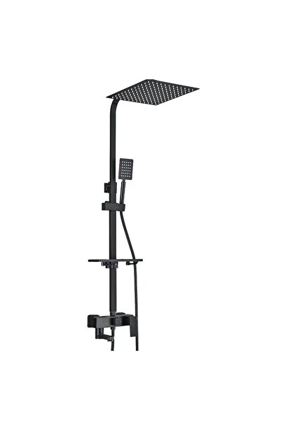 OEM Coloana de dus Macvi®, 25x25 cm, negru mat, 3 functii apa, baterie monoco...