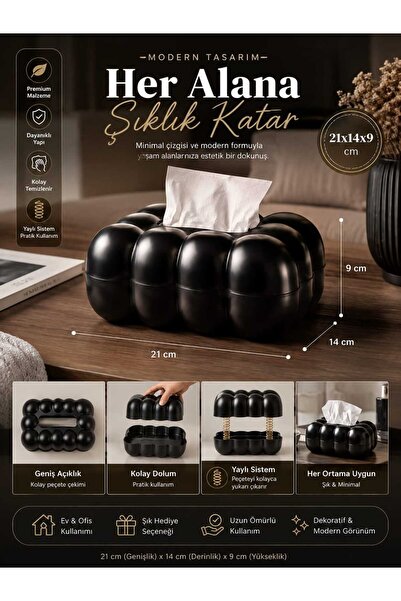 EVİNİZİNRİTMİ RTM Bulut Tasarım Yaylı Bubble Dekoratif Z Peçetelik - Lüks Men...
