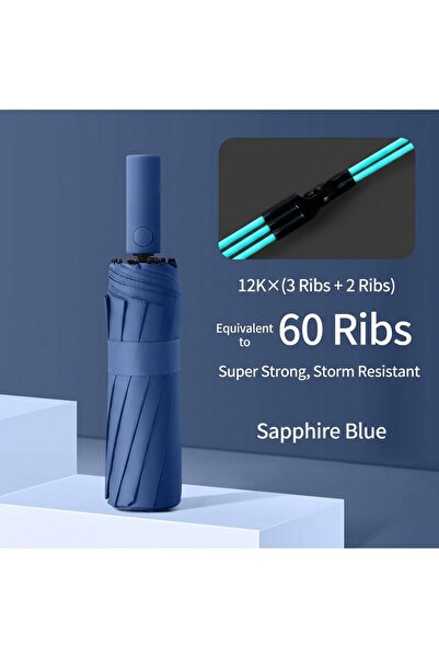 Choice12 60Ribs Navy Blue Reinforced 24-Bone Umbrella, Men's Business Strong ...