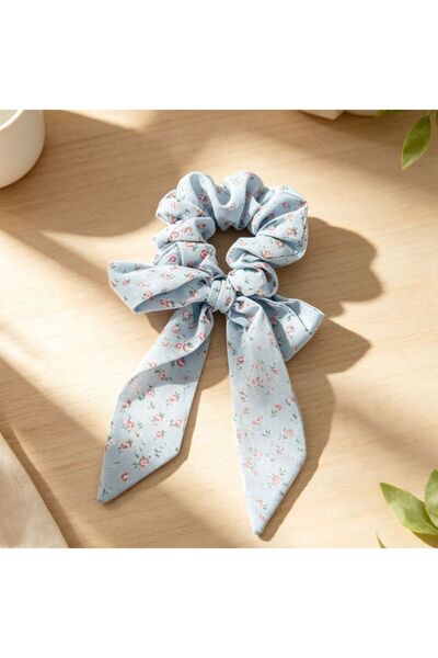 idei Scrunchie cu fundiță și panglici lungi 20 cm din țesătură, culori livrat...
