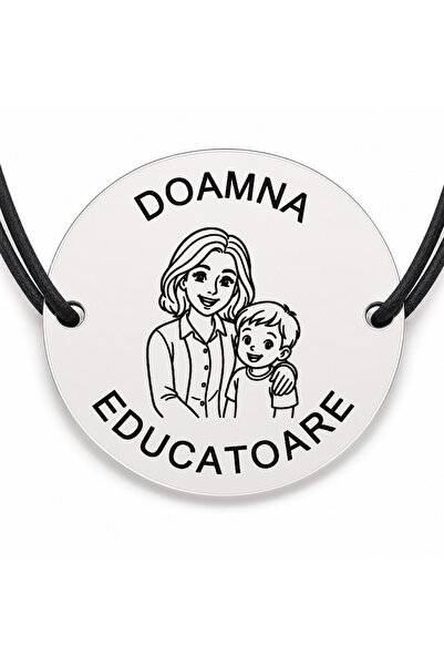 Simoshop Brățară argint 925 cu bănuț gravat doamna educatoare cu un copil, șn...