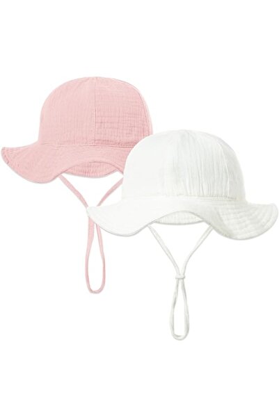 STARSTAR Two adjustable sun hats for baby girls, newborns, UV protection, cot...