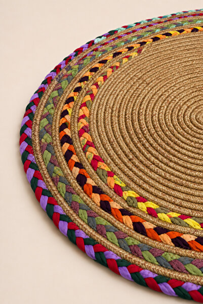 MaVaux Nera Wicker Jute Knitted Door Mat Decorative Hand Knitted Doormat