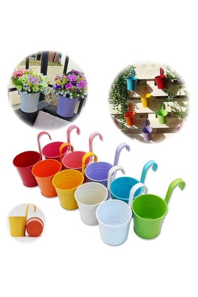 STARSTAR 10-piece metal flower pot set. Hanging vases. Planting baskets witho...