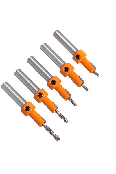 STARSTAR 5-Piece 8mm Shank Woodworking Countersunk Chamfer Drill Bit Set with...