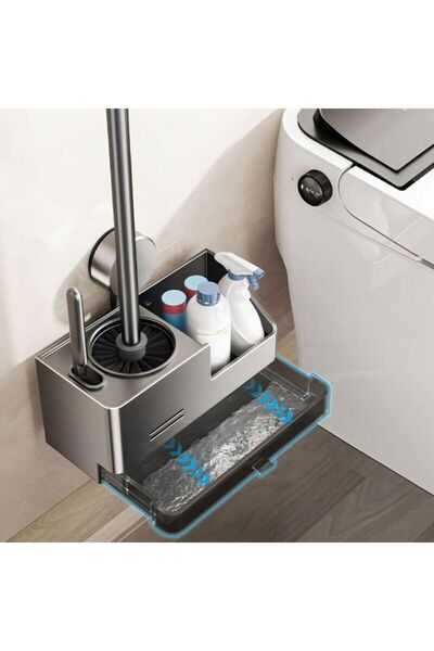 STARSTAR Toilet brush and brush holder set, suction cup bowl brush with tray,...
