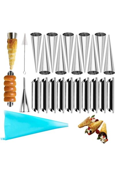 STARSTAR 23-Piece Set Croissant Molds Canori Roll Piping Bags Cleaning Brush ...