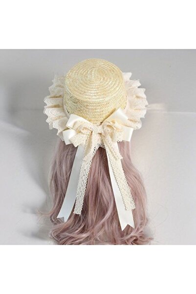 STARSTAR Women's sun hat, fashionable straw lace ribbon bow sun hat, festive ...