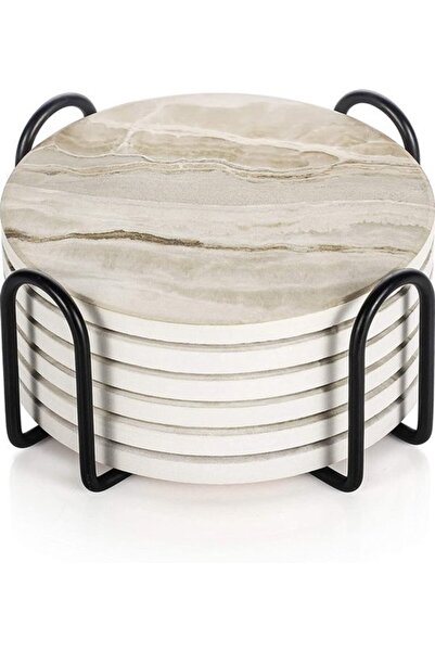 STARSTAR Coaster Set with Metal Stand - Practical and Stylish - 6-Piece Set -...