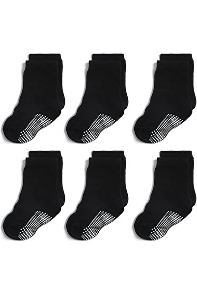STARSTAR 6-Pair Kids Non-Slip Cotton House Socks for Ages 3-5 (ABS Grips)