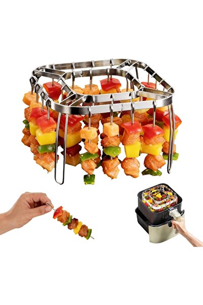 STARSTAR Stainless Steel Air Fryer Skewer Rack Set with 28 Vertical BBQ Meat ...