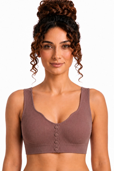 westicgiyim Padded Seamless Gathering Bustier Front Snap Closure Flexible Sof...