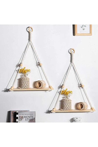 STARSTAR Bohemian-style handwoven natural cotton rope suspension shelf – Home...