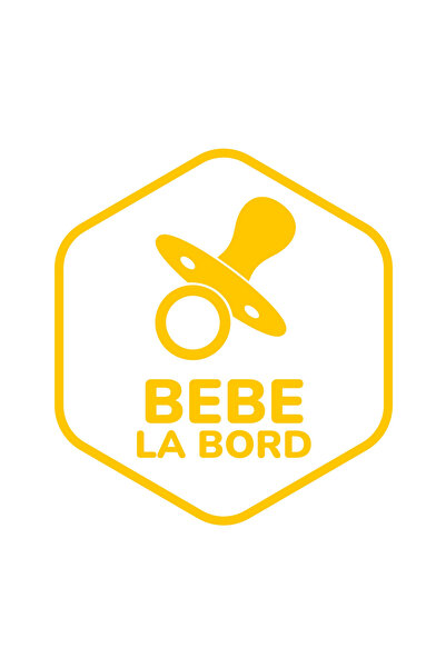 GAVIO Autocolant auto Bebeluș la bord, 16 cm - Cu ventuză, Galben