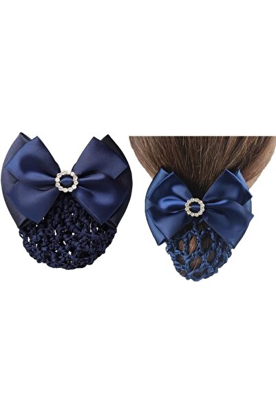 STARSTAR Two-piece set of satin rhinestone bow hair clips/hair bun accessorie...