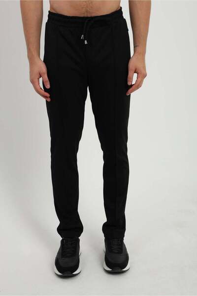 Dufy Erkek Slim Fit Siyah Örme Pantolon