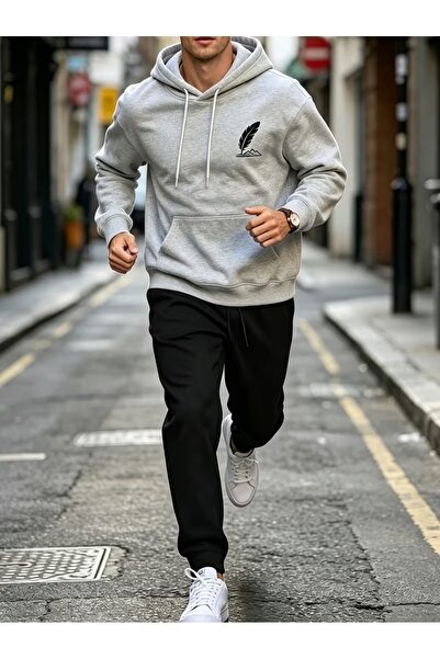 WOODROFFE Men's Printed Oversize Hooded Tracksuit Set Loose Fit