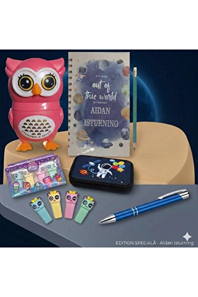 MACARON Set Școlar Complet Premium „Space Adventure”-penar,caiet,pix,creion,a...