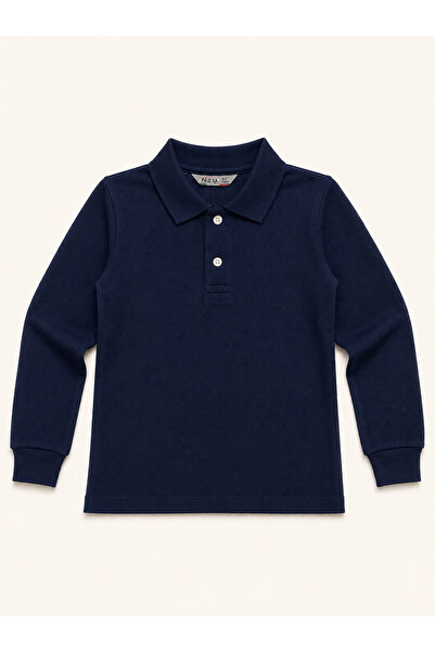 Çocukos Unisex 100% Cotton Long Sleeve Polo Collar Kids T-Shirt Basic School ...