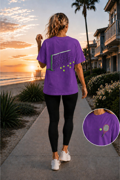 VODEXA Tricou unisex supradimensionat cu imprimeu tenis, 100% bumbac, cu tema...