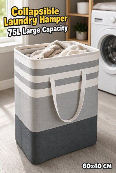 Generic 1 Cotton Linen Foldable Laundry Hamper Basket Waterproof Freestanding...