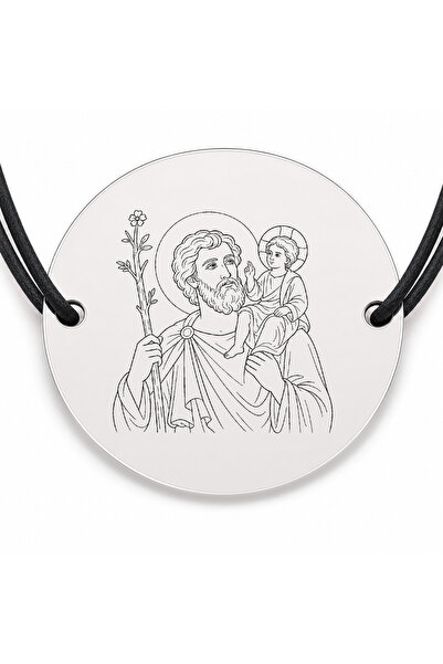 Simoshop Brățară argint 925 cu bănuț Sfântul Mucenic Hristofor, șnur negru re...