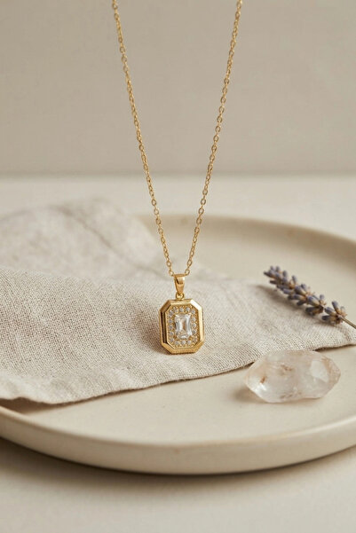 Generic Brand 316L Steel Chain Gold Color Square Shape Necklace
