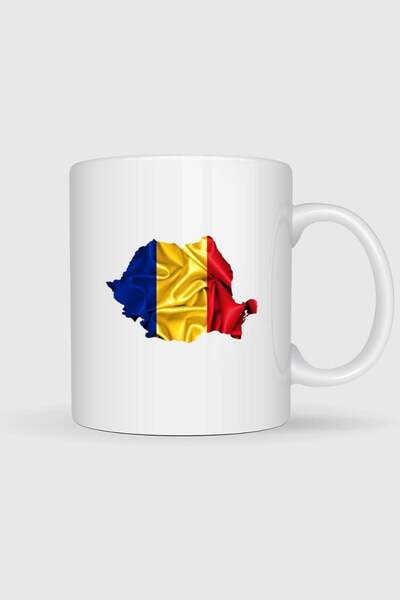 Bahriyeli Collection Romania Flag and Map Printed Mug