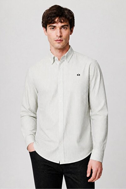 La Martina Men Slim Fit Embroidered Logo Long Sleeve Casual Shirt, Multicolor