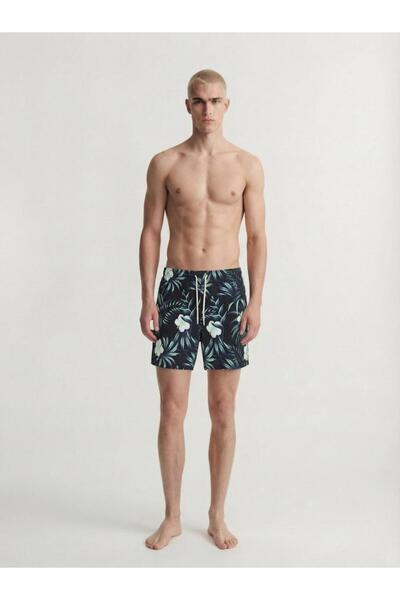 Jack & Jones Μαγιό βερμούδα ανδρικό "Flower" μαύρο